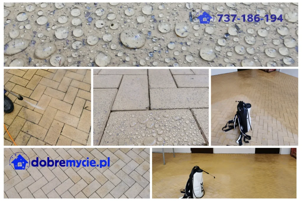 Impregnacja hydrofobowa dobremycie.pl Efekt profesjonalnej impregnacji kostki w Warszawie