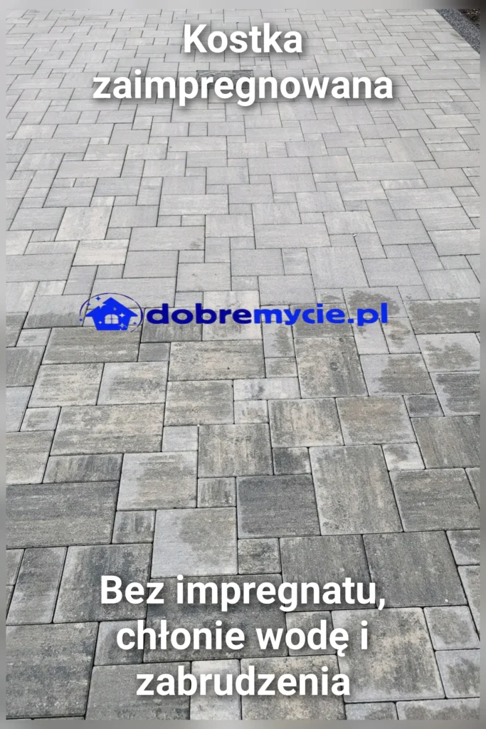 Impregnacja w Warszawie dobremycie.pl efekt zaimpregnowanej kostki po deszczu